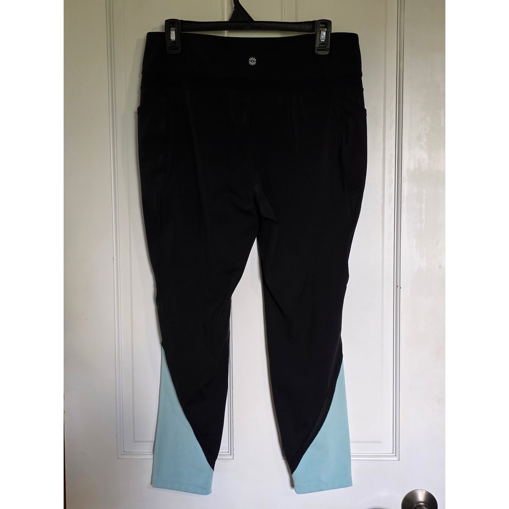 Tangerine Black Mint Blue Colorblock Leggings XL High Waist Mesh Pocket Crop